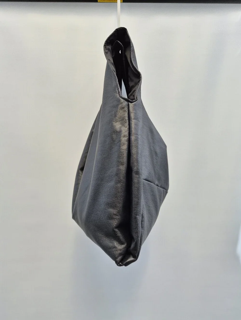Luukaa Joy Black Faux Leather Lagenlook Hobo Bag Minimalist Slouchy Market Tote